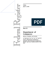 Rule: Export administration regulations:
Commerce Control List&#8212; Wassenaar Arrangement Plenary Agreement implementation; Categories 1-9 revisions; reporting requirements; definitions; new or expanded export controls