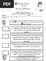 Health 2: Nutrition: SA#1: Concept of Nutrition, Macronutrients: Carbohydrates and Proteins