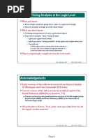 (Lec 17) Timing Analysis at The Logic Level