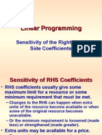 Linear Programming - RHS Sensitivity