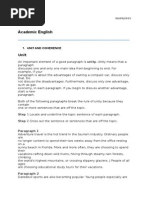 Academic English: 1. Unit and Coherence