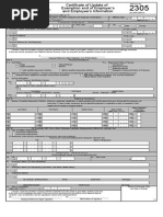 Bir Form No. 2305 Certificate of Update of Exemption and Employers and Employees Information