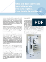 La Mamografía-3d-Tomosintesis Mejora La Sensibilidad de La Mamografía Analógica, Reduciendo Las Dosis de Radiación