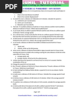 Physics Motion Numerical Worksheet