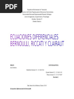 Ecuacion Diferencial de Bernoulli, Riccati y Clairaut