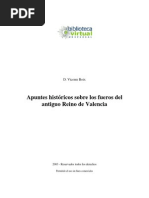 Apuntes Históricos Sobre Los Fueros Del Antiguo Reino de Valencia