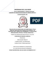 Analisis de Las Asignaciones Testamentarias A Titulo Singular, Enfocado en El Derecho de Acrecer, y Su Relacion Con El Derecho de Transmision y La Sustitucion Regulada en El A