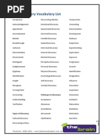 Discovery Vocabulary List