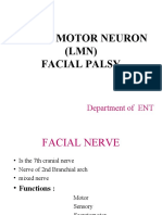 Lower Motor Neuron (LMN) Facial Palsy: Department of ENT