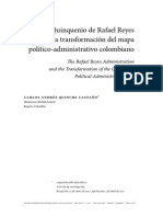 El Quinquenio de Reyes y La Transformacion Del Mapa Politico Administrativo Colombiano