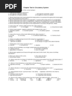 Chapter Test in Circulatory System