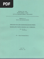 Geología - Cuadrangulo de Pisco (28k), Guadalupe (28l), Punta Grande (29k), Ica (29l) y Córdova (29m), 1993