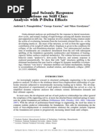 Pushover and Seismic Response of Foundation On Stiff Clay - Analysis With P-Delta Effects