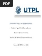 Deber de Algoritmos, Diagrama de Flujo y Prueba de Escritorio