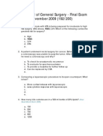 Saudi Board of General Surgery Final Exam, November 2009 PDF