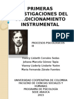 Primeras Investigaciones Del Condicionamiento Instrumental