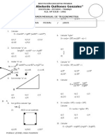 Examen de Trigonometria Tercer Año de Secundaria