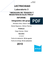 Electricidad 3 MEDICION DE TENSION Y RESISTENCIA ELECTRICA