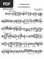 Francisco Tarrega - Felix Mendelssohn, Canzoneta (From String Quartet Op.12)