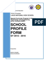 School Profile Form For SPSTE Implementing Schools SY 2015-2016