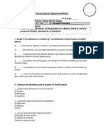 Evaluación de Ciencias Naturales Alimentación Saludable