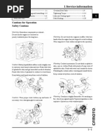 1 Service Information: Cautions For Operation Safety Cautions