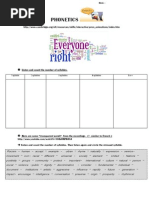 PHONETICS Student Worksheet