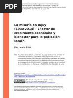 Paz, Maria Elisa (2014) - La Mineria en Jujuy (1930-2014) Factor de Crecimiento Economico y Bienestar para La Poblacion Localo