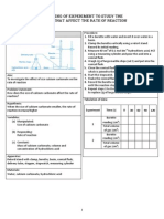 Planning of Experiment Rate of Reaction