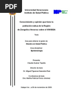 Conocimiento y Opinión Que Tiene La Población Nahua de La Región de Zongolica Veracruz Sobre El VIH y SIDA