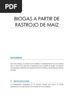 Bioagas A Partir de Rastrojo de Maíz