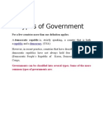 Types of Government: For A Few Countries More Than One Definition Applies