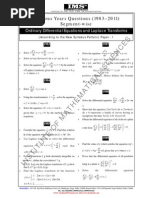 Ordinary Differential Equations Segment Wise Questions From 1983 To 2011 Civil Service