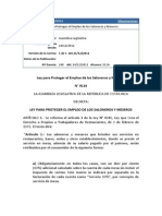 Ley 9116 - para Proteger El Empleo de Los Saloneros y Meseros Costa Rica