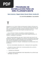 PROGRAMA de ESTIMULACIÓN Basal Plurideficientes