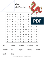 Chinese Zodiac Word Search Puzzle