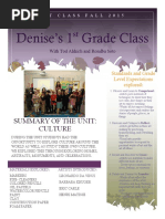 Denise's 1 Grade Class: Summary of The Unit: Culture