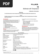 FLUKE 16 Calibration Information