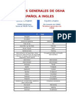 Terminos Generales de Osha Español A Ingles