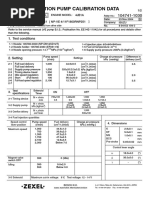 Injection Pump Calibration Data: 1. Test Conditions