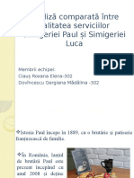 Analiză Comparată Între Calitatea Serviciilor Simigeriei Paul Și