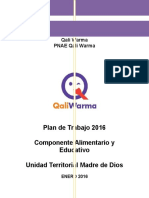 Plan de Trabajo Componentes Educativo y Alimentario - 2016 - Qali Warma