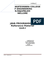 Java Programming Reference Material Unit-I: Sree Venkateswara College of Engineering N.Rajupalem Nellore