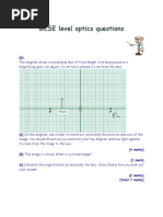 GCSE Level Optics Questions