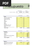 Planilla de Excel para Presupuesto de Casamiento