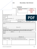 Application For Boundary Oak School Employment: Confidential