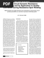 Primary Circuit Dynamic Resistance Monitoring and Its Application To Quality Estimation During Resistance Spot Welding