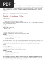 Structure of Sentence - Rules: Present Simple Tense