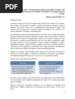 Reporte de Lectura "Los Fundamentos Analíticos de La Política Económica" Del Libro ENSAYOS DE POLITICA ECONÓMICA EN MÉXICO de Trinidad Martínez Tarragó