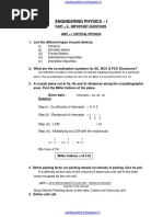 Question Bank For First Year First Sem Question Bank For Physics-I Regulation 20913